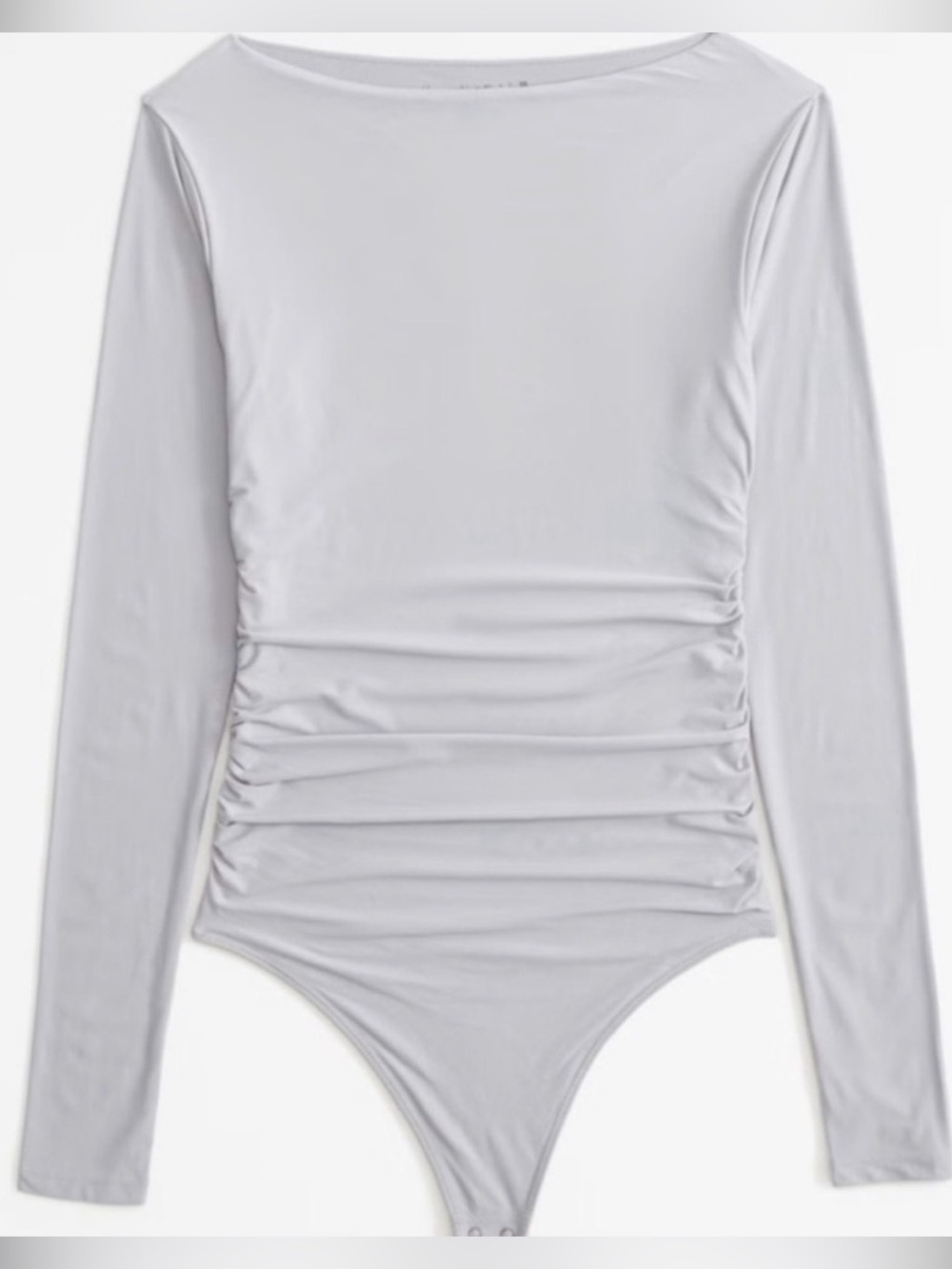 Abercrombie & Fitch Light Gray Long Sleeve Ruched Bodysuit